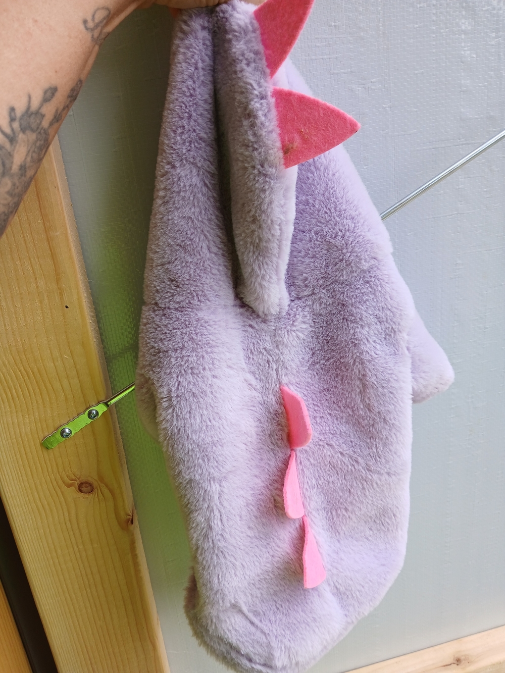 Dog Plush Lavender Dino Jacket with Pink Spikes